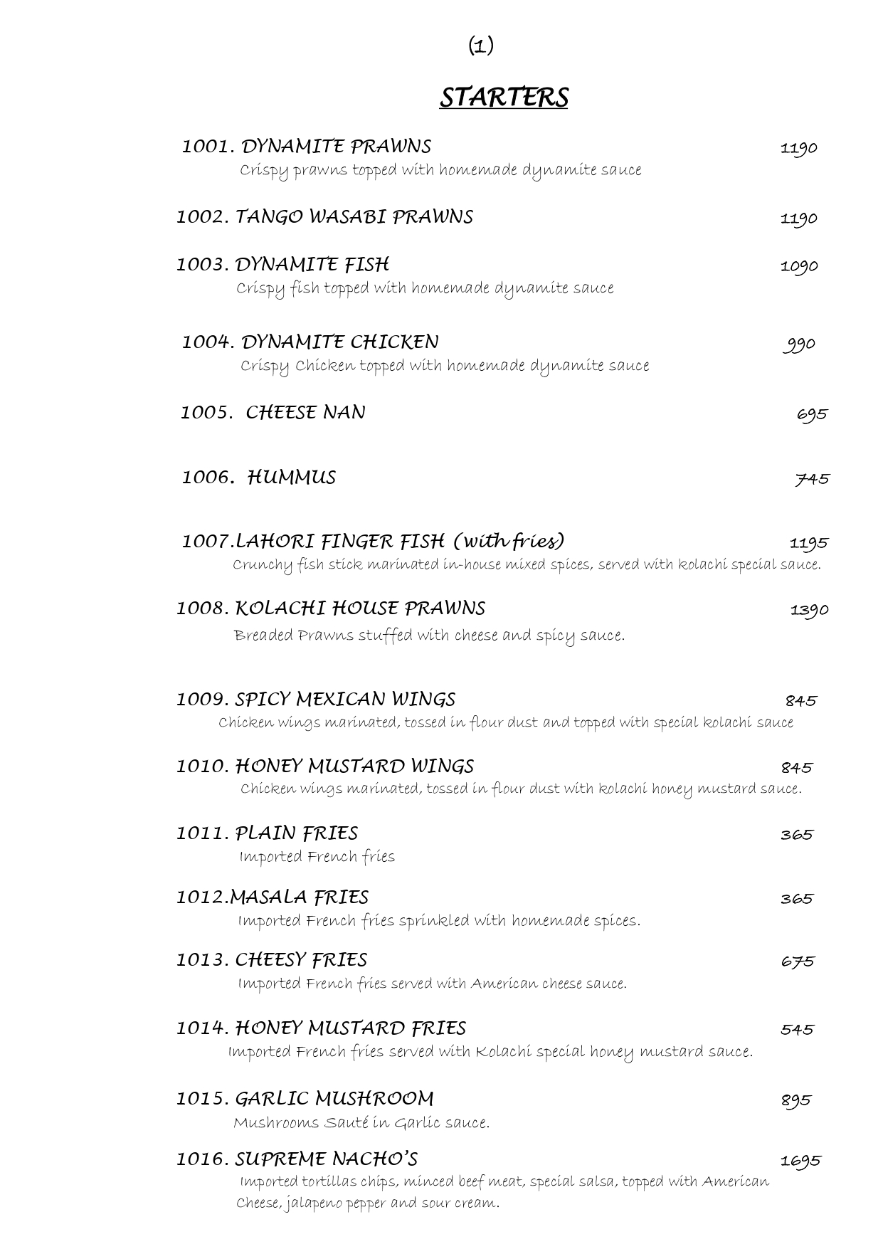 kolachi restaurant do darya menu
