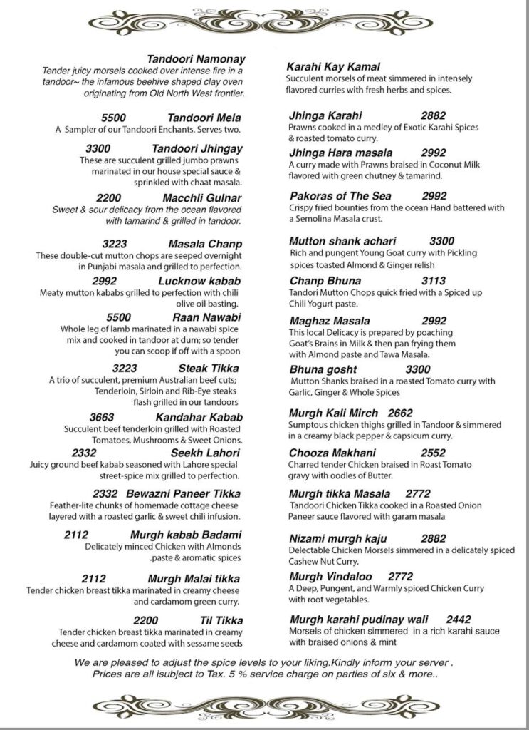 Andaaz Restaurant Menu Price